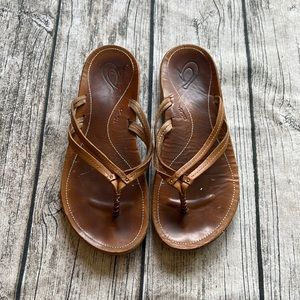 OluKai Brown Leather Sandals